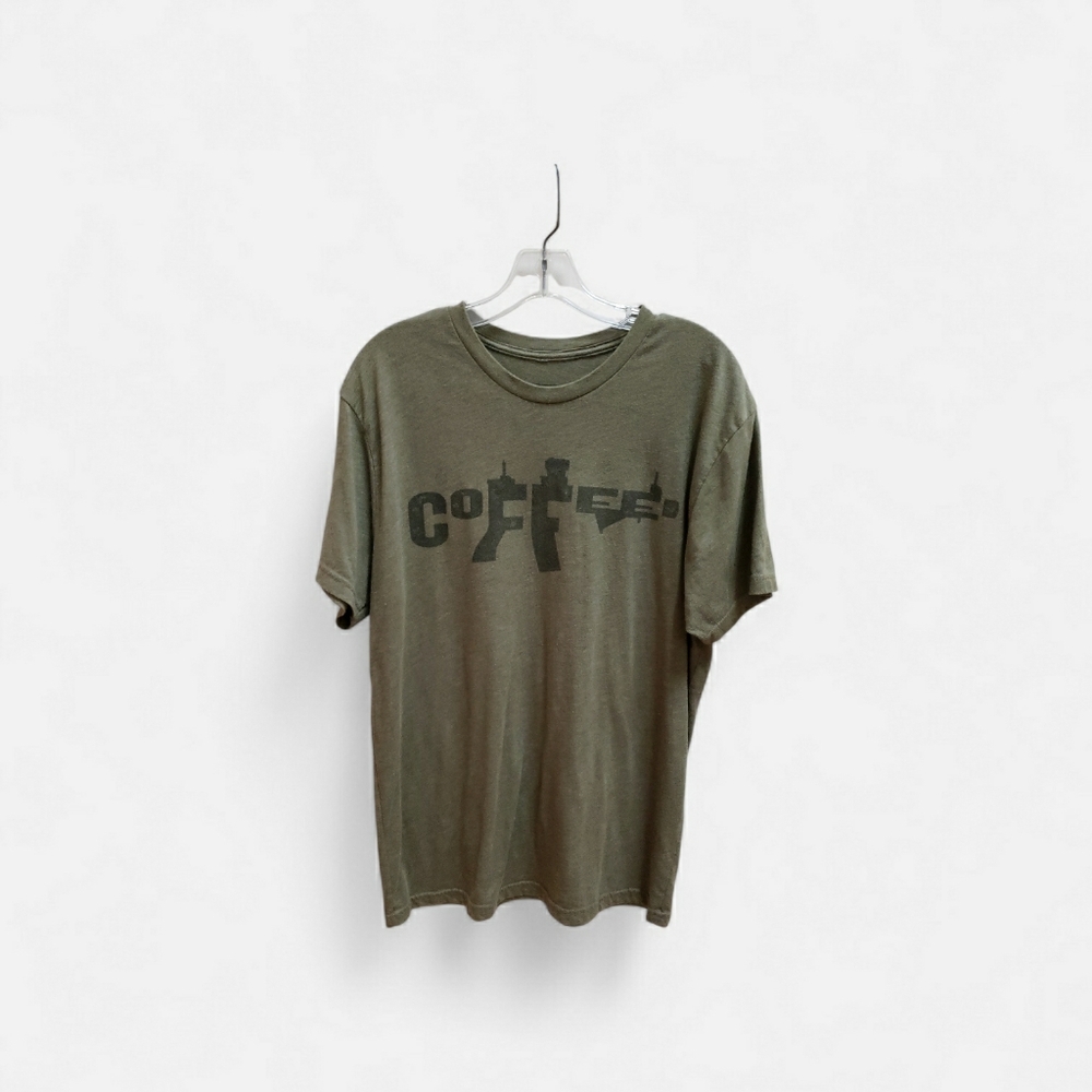 Black Rifle Coffee Co Olive Green Graphic T-Shirt Mens Size L Short Sleeve